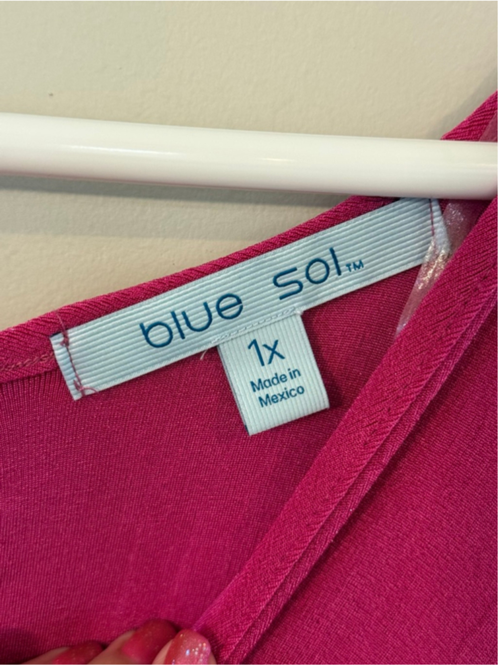 Women's Blue Sol Pink Long Sleeve Blouse 1X - Picture 3 of 4